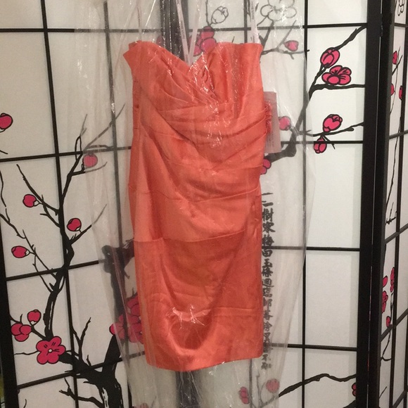 NWT Strapless Sweetheart Short Dress, Coral - Picture 4 of 5